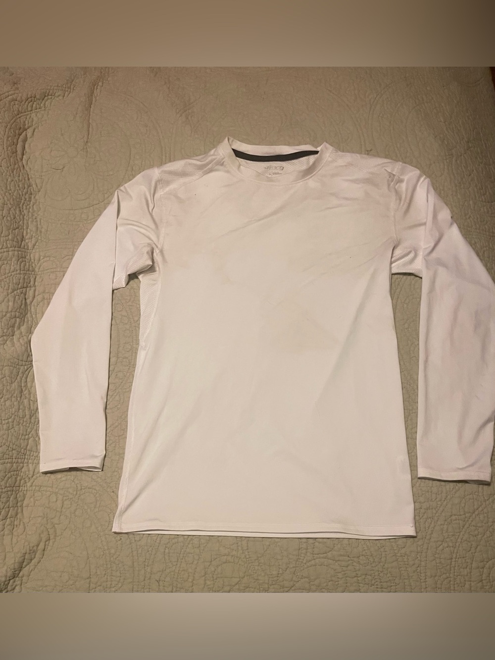 BCG long-sleeve athletic performance crewneck top in bright white-compression -L
